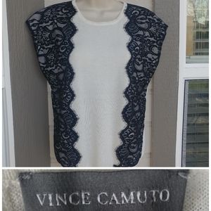 Vince Camuto Sleeveless Top Knitted Lace Size L